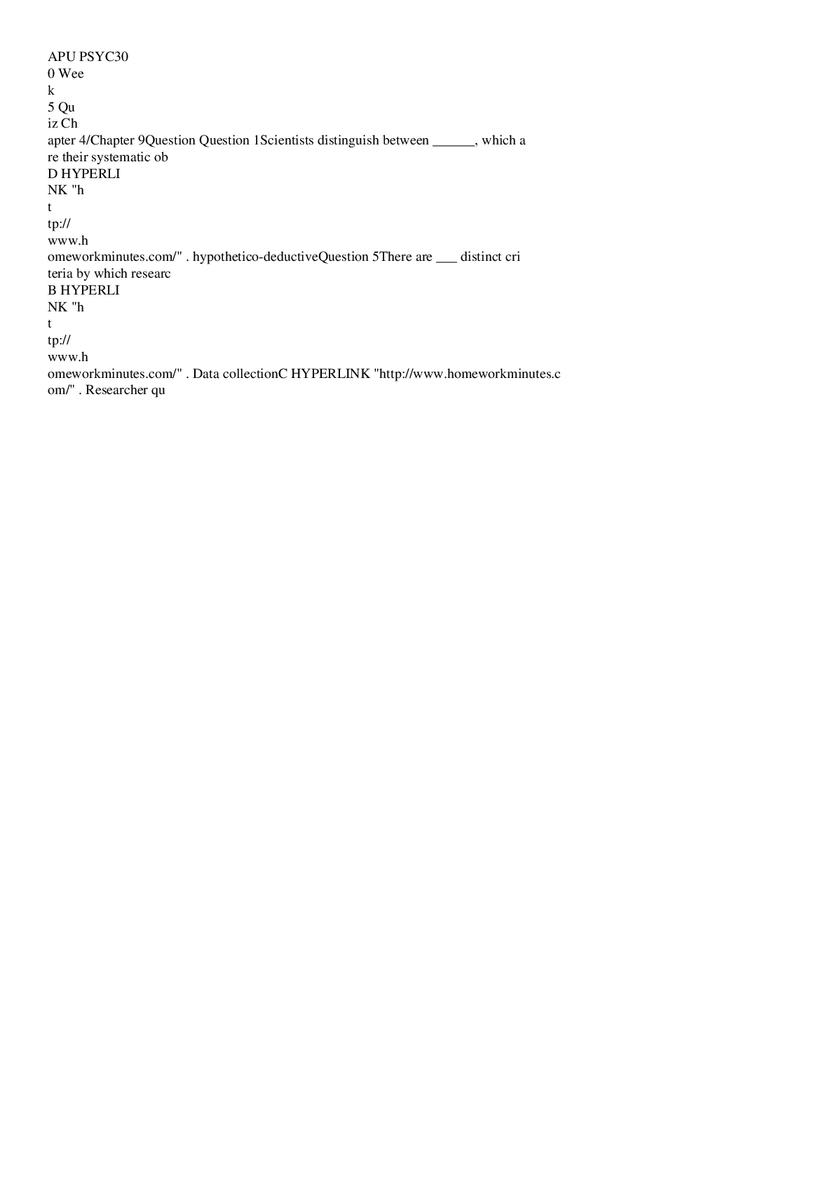 Preview image of APU PSYC300 Week 5 Quiz Chapter 4/Chapter 9 document